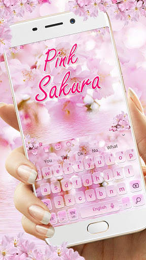 Pink Sakura Flower Keyboard Theme screenshot 1
