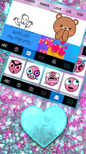 Glitter Cyan Heart Keyboard Background screenshot 4