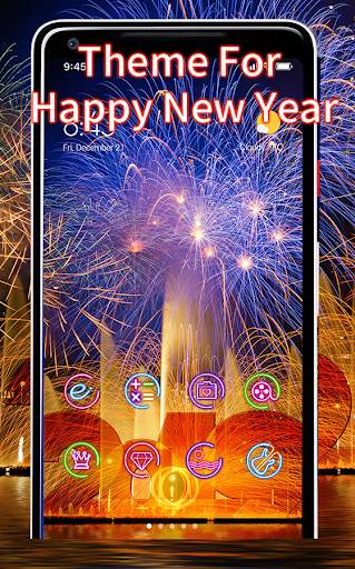 Happy New Year Theme With Firework Wallpaper screenshot 2