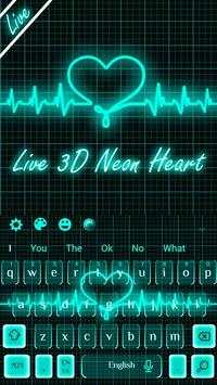 Live 3D Neon Blue Love Heart Keyboard Theme screenshot 4