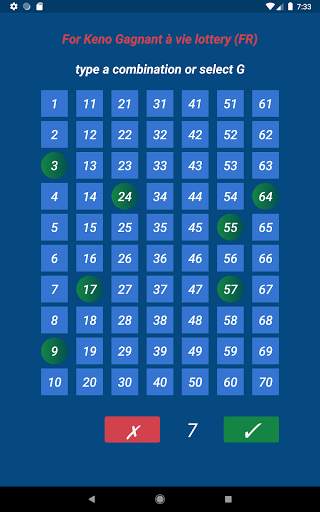 Keno FR combination statistics screenshot 8