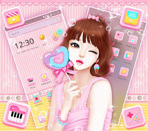 Pink Cute candy Girl Theme screenshot 3