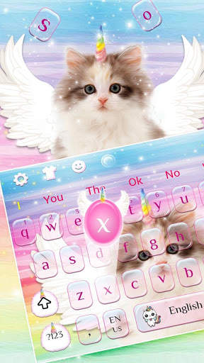 Fuzzy Angle Unicorn Cat Keyboard Theme screenshot 1
