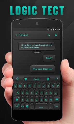 3D Black and Blue GO Keyboard Theme Logic Tect screenshot 1