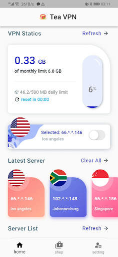 Tea VPN - Flutter VPN APP screenshot 1