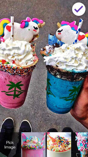 Rainbow Unicorn Drink With Marshmallow Screen Lock screenshot 3