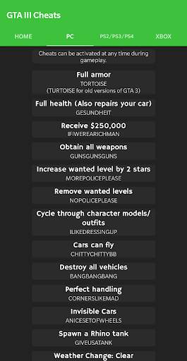 Cheat Codes for III screenshot 2