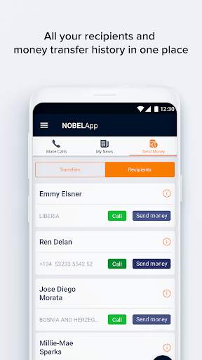 NobelApp Money Transfers + Calls स्क्रीनशॉट 3
