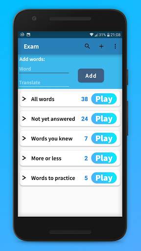 Exam - Practice Words screenshot 1