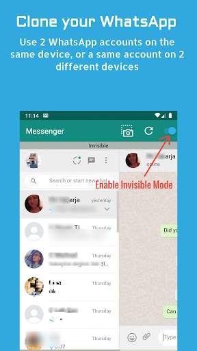 WhatsClone Messenger - Invisible Mode screenshot 1