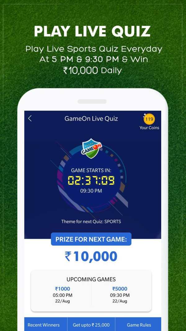 GameOn: Match Prediction & Live Sports Quiz screenshot 1