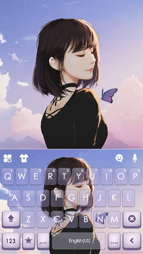 คีย์บอร์ดพื้นหลัง Cute Butterfly Girl screenshot 5