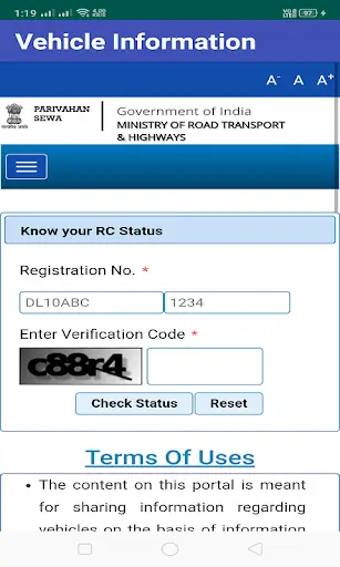 RTO Vehicle & DL Details 3 تصوير الشاشة