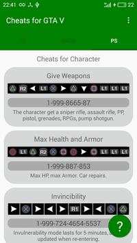 Cheats for GTA V - Unofficial screenshot 8