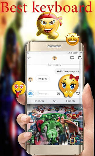 superhero Keyboard Theme Emoji 3 تصوير الشاشة