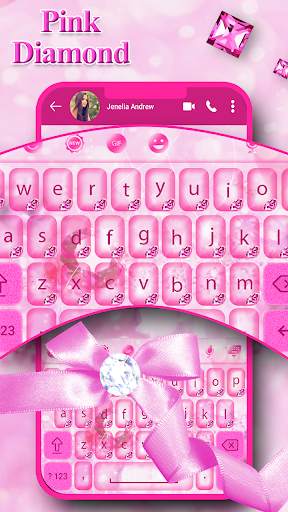 Pink Diamond Keyboard Theme 3 تصوير الشاشة