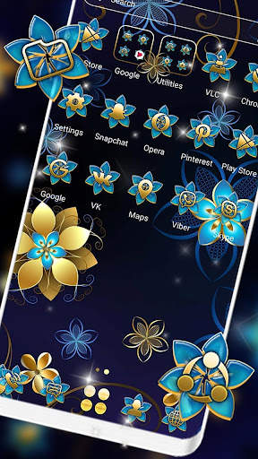 Golden Blue Flower Launcher Th screenshot 2
