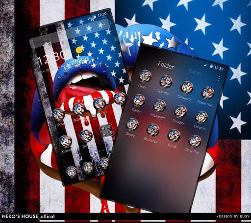 Vintage America Flag Lips Theme screenshot 4