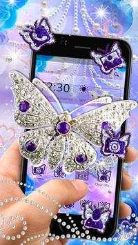 Purple & Glossy Gray Diamond Butterfly Theme screenshot 1