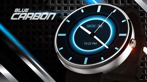 Blue Carbon Analog Watch Face screenshot 1