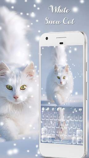 White Snow Cat Keyboard Theme screenshot 3
