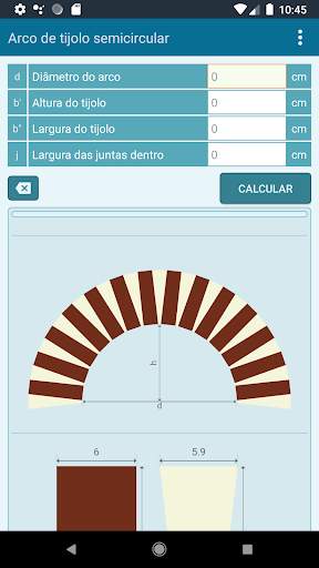 Calculadora de arco de tijolos screenshot 8