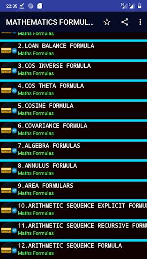 Mathematics Formulas Kit  Examples screenshot 1