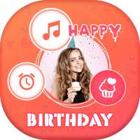 Happy Birthday-Song with name, photo on Bday cake logo