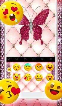 Pink Sparkling Diamond Butterfly Keyboard Theme screenshot 5