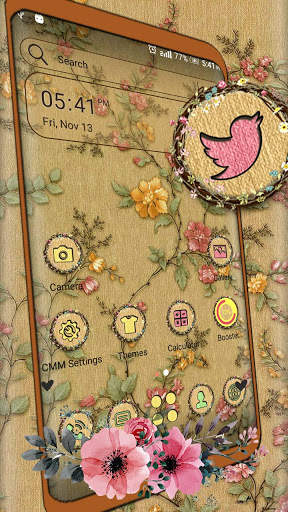 Flower Embroidery Theme Launcher screenshot 1