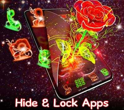 3D Neon Red Rose Launcher screenshot 3