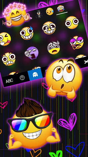 Doodle Neon Hearts Keyboard Theme screenshot 3