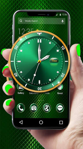 Gold Green Luxury Clock APUS launcher Theme screenshot 2
