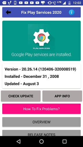 Play Services Update Info (2020) screenshot 1