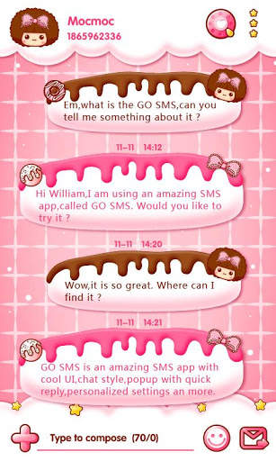 GO SMS LOVE CANDY MOCMOC THEME screenshot 2