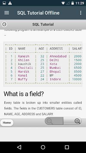 SQL Tutorial Offline screenshot 2