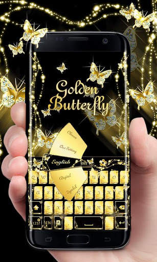 Golden Butterfly GO Keyboard Theme स्क्रीनशॉट 2