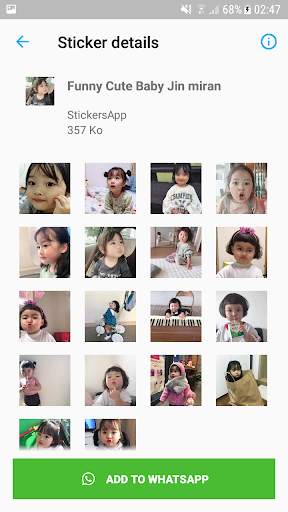 Funny Cute Baby Stickers Jin miran WAStickersApp screenshot 2