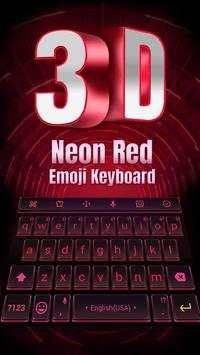 3D Neon Red Technology Keyboard Theme for WhatsApp screenshot 2