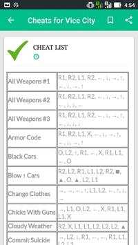 Cheats for Vice City screenshot 1