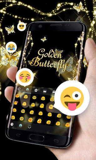 Golden Butterfly GO Keyboard Theme स्क्रीनशॉट 4