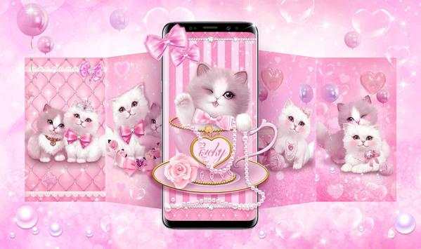 Tema Kucing Merah Muda Lucu screenshot 4