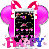 Pink Black Micky Bow Glitter Theme icon
