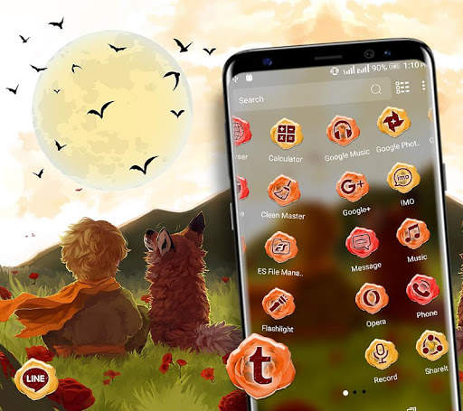 Fox and Child Art Theme 2 تصوير الشاشة