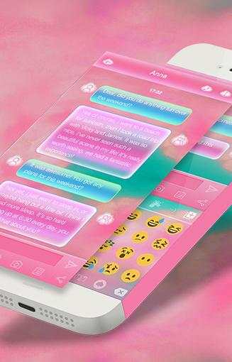 Pink Cloud Emoji Keyboard Skin स्क्रीनशॉट 5