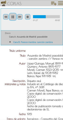 GRABACIONES SONORAS - Biblioteca Nacional España screenshot 3