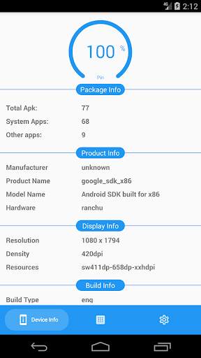 Package inspector: Device info, App info screenshot 1