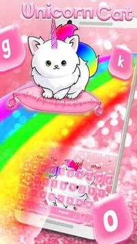 Kawai unicorn cat Keyboard Theme screenshot 1