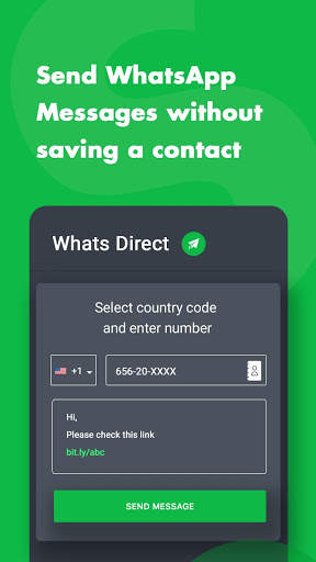WhatsDirect - Send Message without saving contact скриншот 2