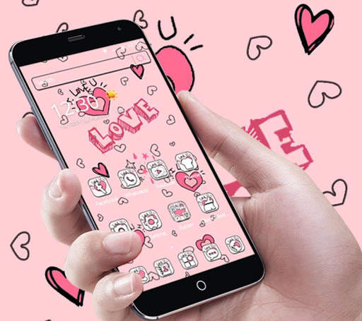 Doodle Pink Love Theme Wallpaper screenshot 1